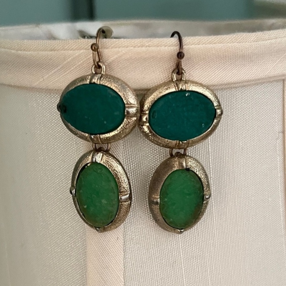 Elegant Green and Teal Dangle Earrings